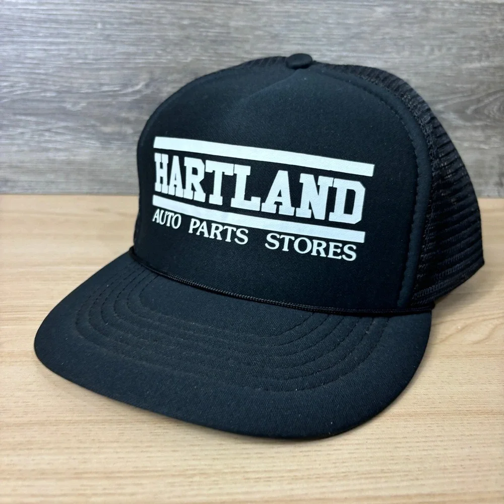Vintage Hartland Auto Parts‎ Hat Cap Snapback Black Trucker Adjustable